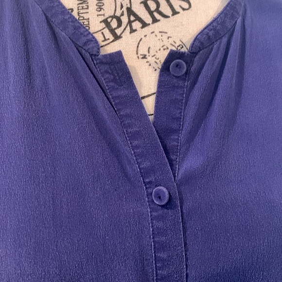 Eileen Fisher Royal Blue Long Sleeve Washed Silk Blouse To Women’s Large - Picture 2 of 7